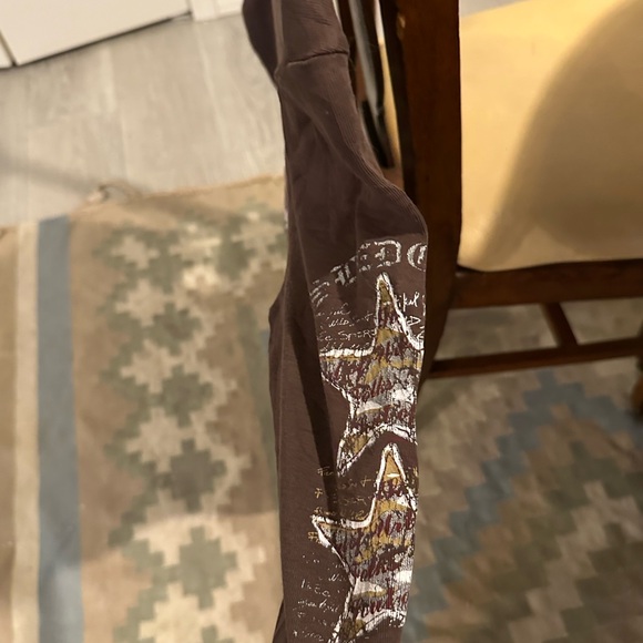 Vintage Y2K Sledge USA Brown Star 3/4 Sleeve Tee size Large Made in the USA - Picture 3 of 8